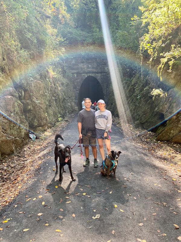 Walking Our Dogs in the Mountain in Virginia