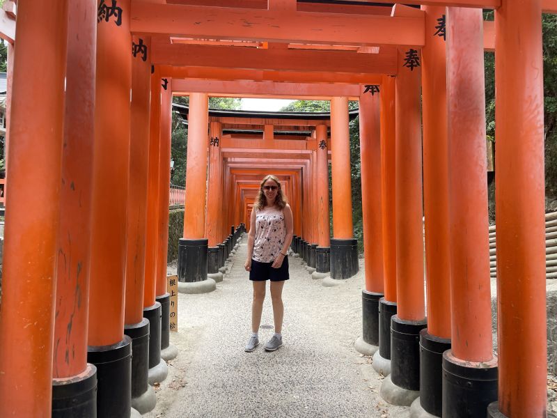 Katie Hiking at a Shrine in Japan